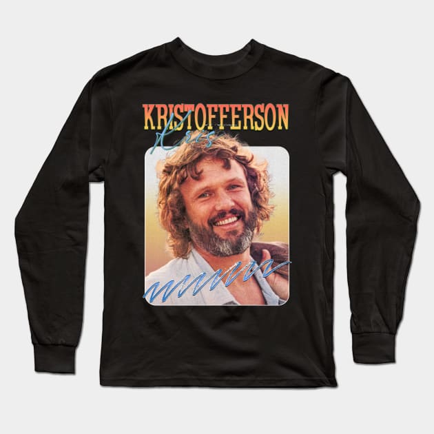 Vintage Aesthetic Kris Kristofferson 1980s Long Sleeve T-Shirt by Next And Stop